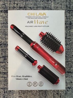 Brand New CHI 4-in-1 Multi Styler Lava Air Wave Red & Black, Curler, Dryer, Brus